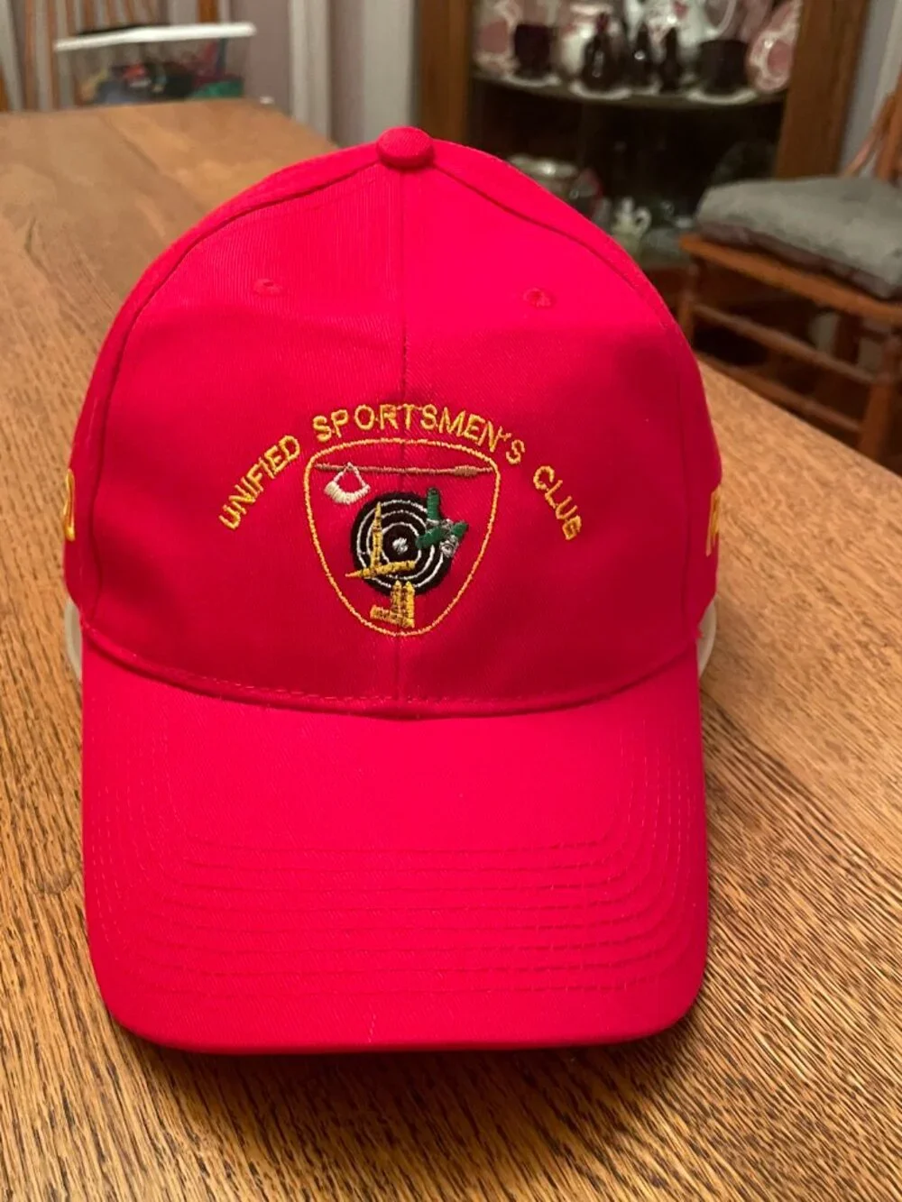 Vintage Unified Sportsmen's Club Red Hook and Loop Baseball Hat Cap made in USA